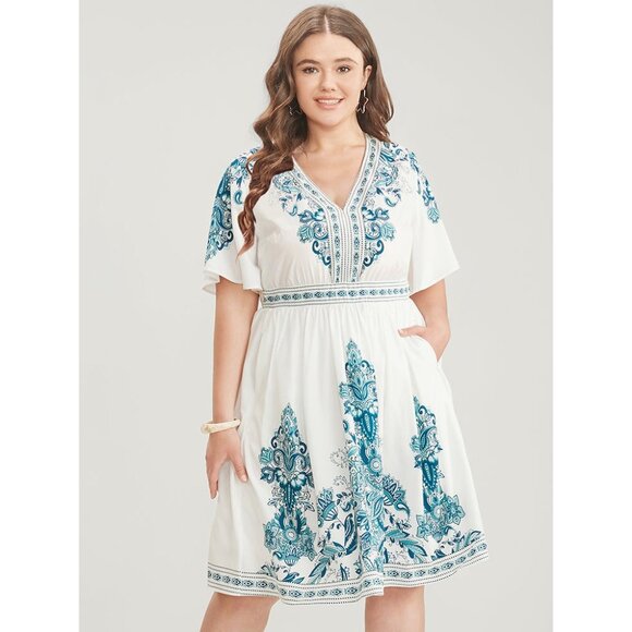 Bloomchic New Bandana Print Dress‎ with Pockets Size 26 4X Plus Size Summer - Picture 1 of 11